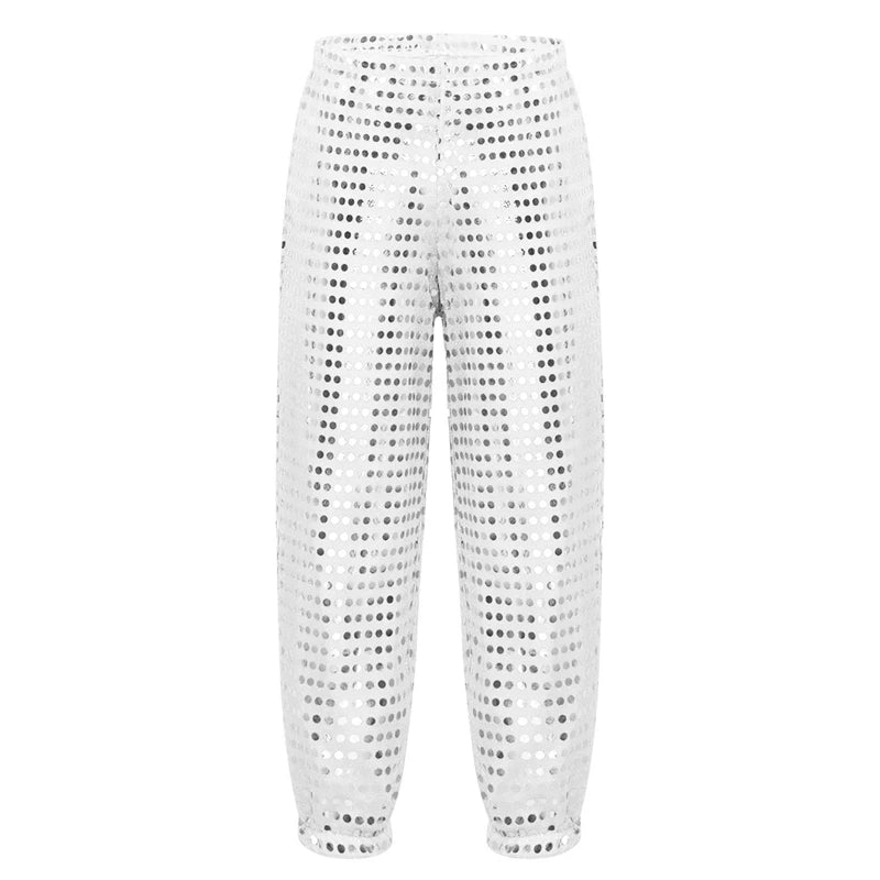 Kids Boys Girls Hip-hop Jazz Stage Performance Dance Costumes Street Dancing Shiny Sequins Dance Pants Trousers Kid Dance Wear