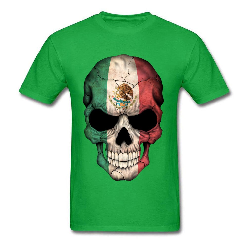 PP Skull Mexican Flag Skull T Shirt Calavera White 3D Print Geek Skull Tshirts Men Easter Monday Street T-Shirt Skulls Skeleton