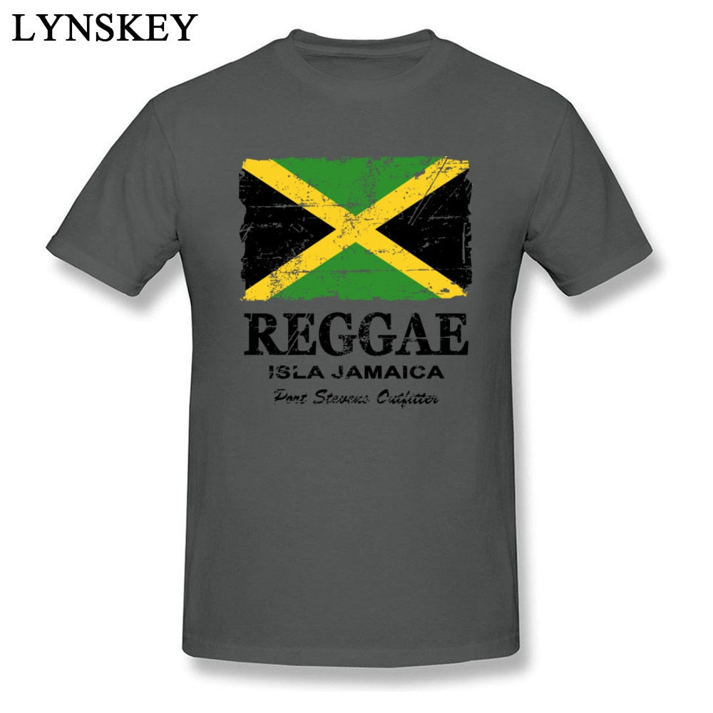 Casual Vintage Reggae Jamaica Flag Print Men T Shirts Cotton Tees Male Cool Top Clothes Simple Style Customized