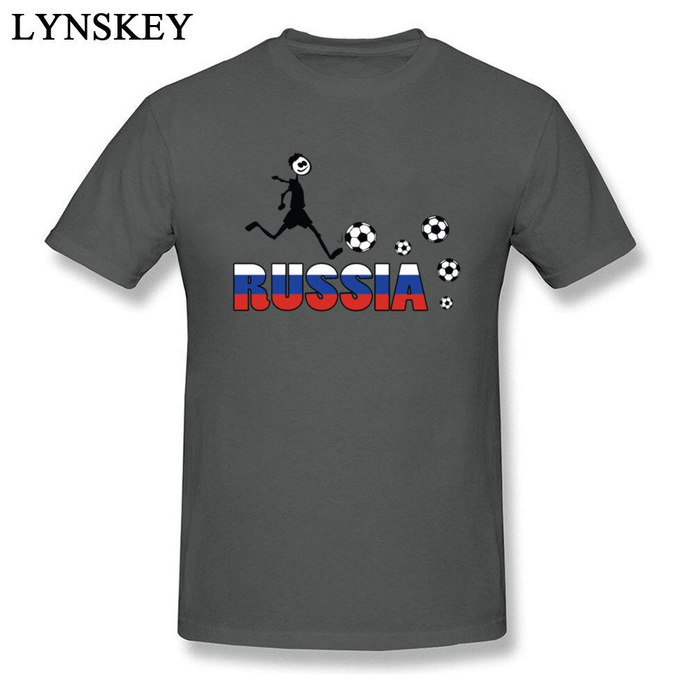 Funny T-shirt RUSSIA TEXT WITH FLAG Men Tees Cartoon Print Simple Style Tops Fitness Male Cotton Teeshirt