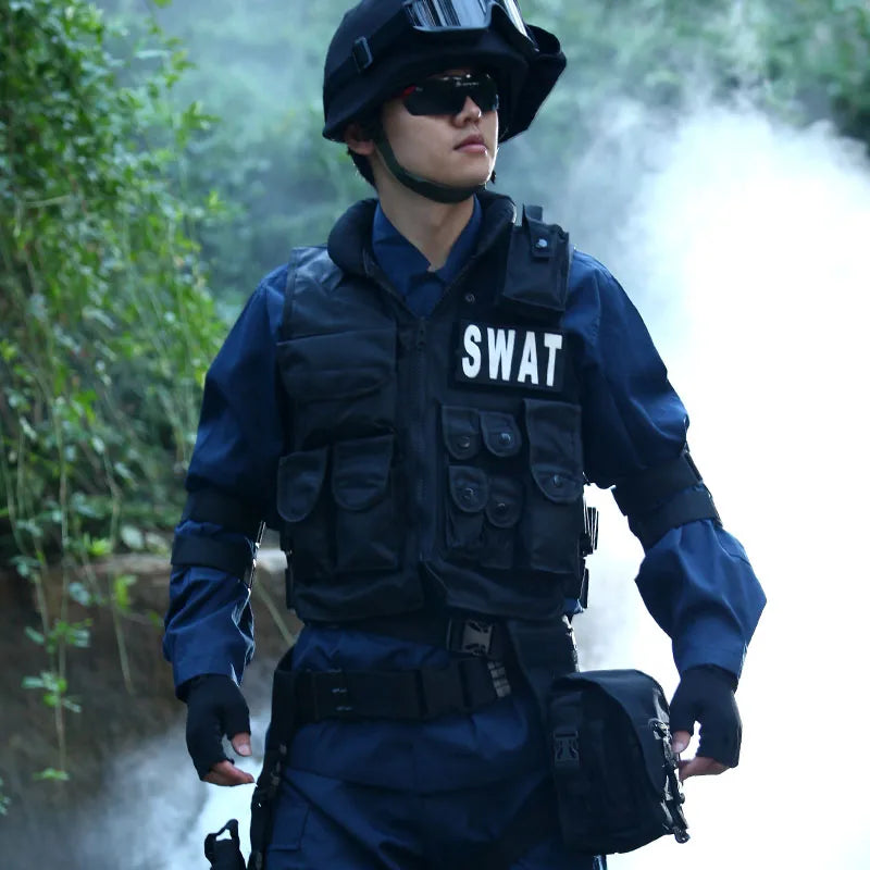 Military SWAT Tactical Vest Unisex Black POLICE Vest High Quality CS Paintball Molle Protective Combat Vest Police Equipment AK1