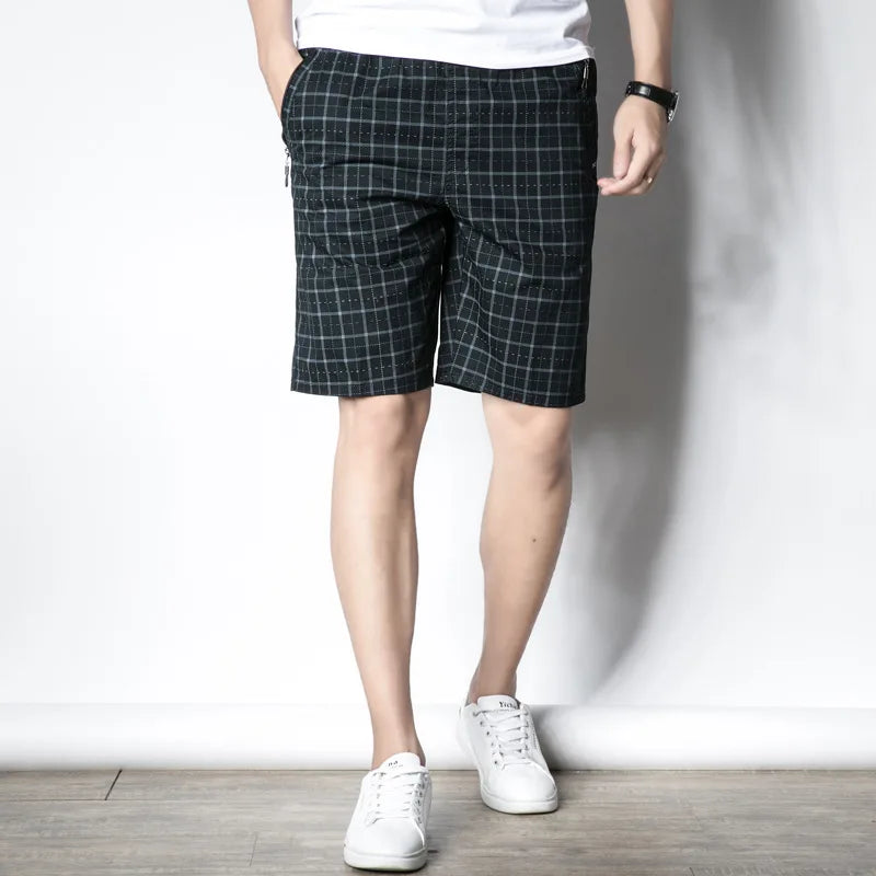 Oversized Men's Casual Shorts Summer Pure Cotton Plus Size Plaid Home Shorts Male Beach Shorts Men Clothing 5XL AF8993