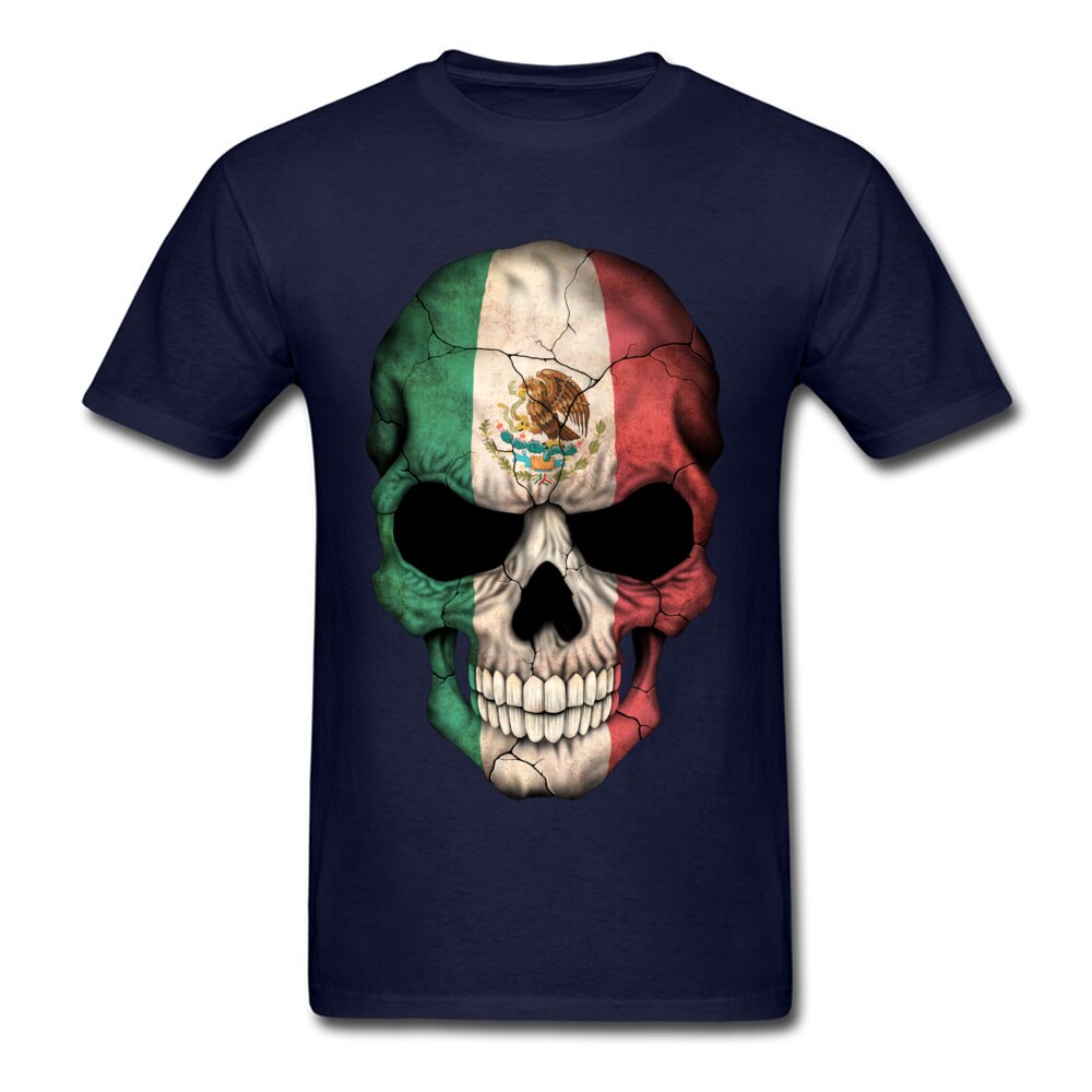 PP Skull Mexican Flag Skull T Shirt Calavera White 3D Print Geek Skull Tshirts Men Easter Monday Street T-Shirt Skulls Skeleton