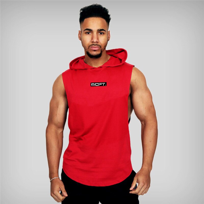 Brand Gyms Clothing Mens Bodybuilding Hooded Tank Top Cotton Sleeveless Vest Sweatshirt Fitness Workout Sportswear Tops Male