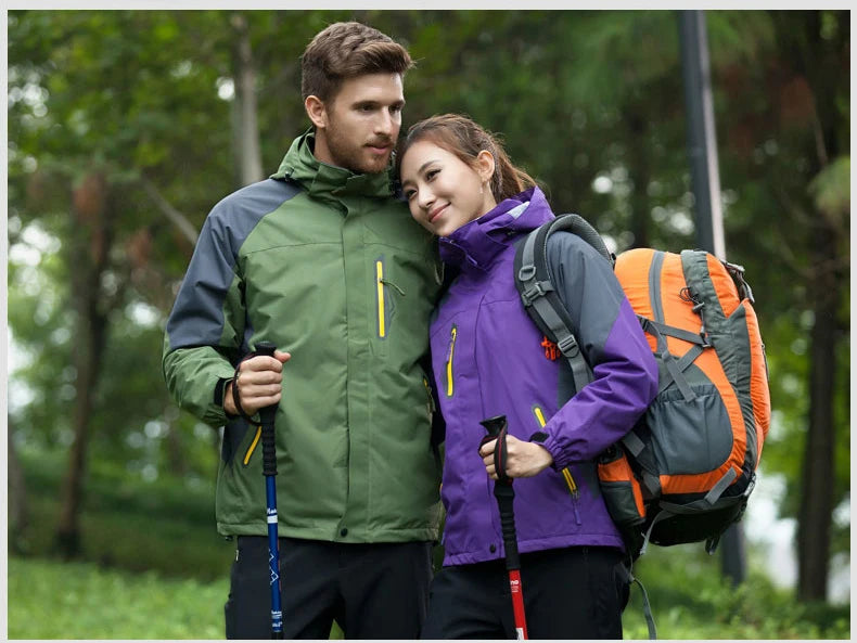 3 In 1 Winddicht Wasserdicht Klettern Kleidung Winter Dicke Warme Zwei-Stück Set Männer Frauen Mantel Camping Wandern Trekking jacken