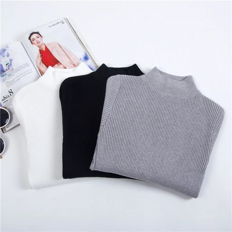 Auf Verkauf Herbst Winter Frauen Gestrickte Rollkragen Pull Pullover Casual Weiche Kragen Jumper Mode Schlanke Warme Weibliche Pullover Kleidung