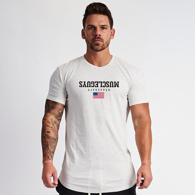 Muscleguys Liftstyle Summer Fashion Men&#39;s T Shirt Short Sleeve Fitness Mens Gyms Clothing Slim Fit Tshirt Hip-Hop Top Tees