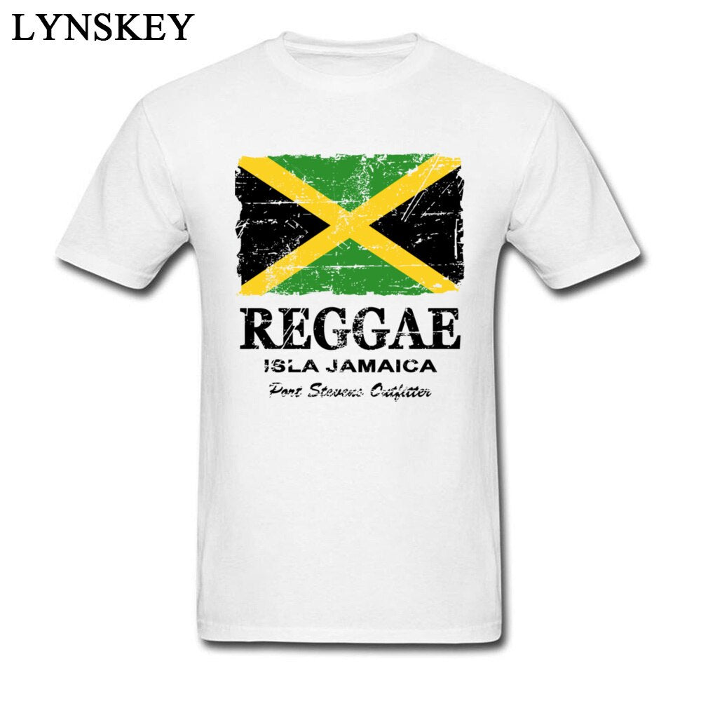 Casual Vintage Reggae Jamaica Flag Print Men T Shirts Cotton Tees Male Cool Top Clothes Simple Style Customized