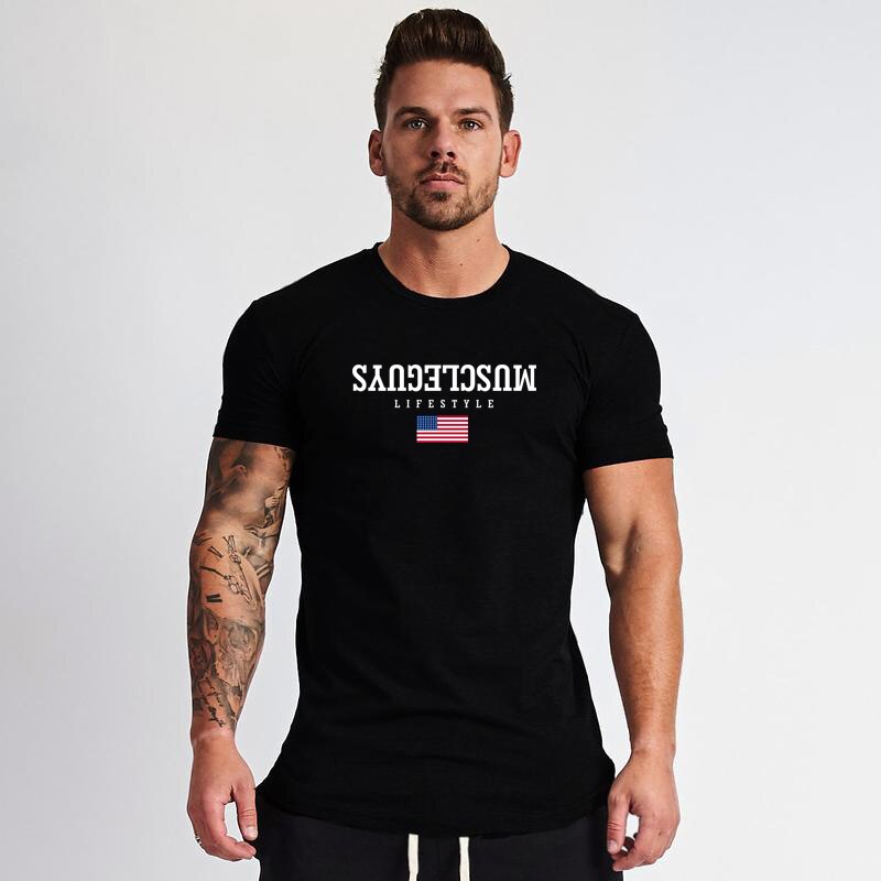 Muscleguys Liftstyle Summer Fashion Men&#39;s T Shirt Short Sleeve Fitness Mens Gyms Clothing Slim Fit Tshirt Hip-Hop Top Tees