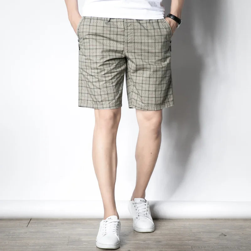 Oversized Men's Casual Shorts Summer Pure Cotton Plus Size Plaid Home Shorts Male Beach Shorts Men Clothing 5XL AF8993