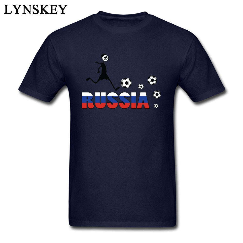 Funny T-shirt RUSSIA TEXT WITH FLAG Men Tees Cartoon Print Simple Style Tops Fitness Male Cotton Teeshirt