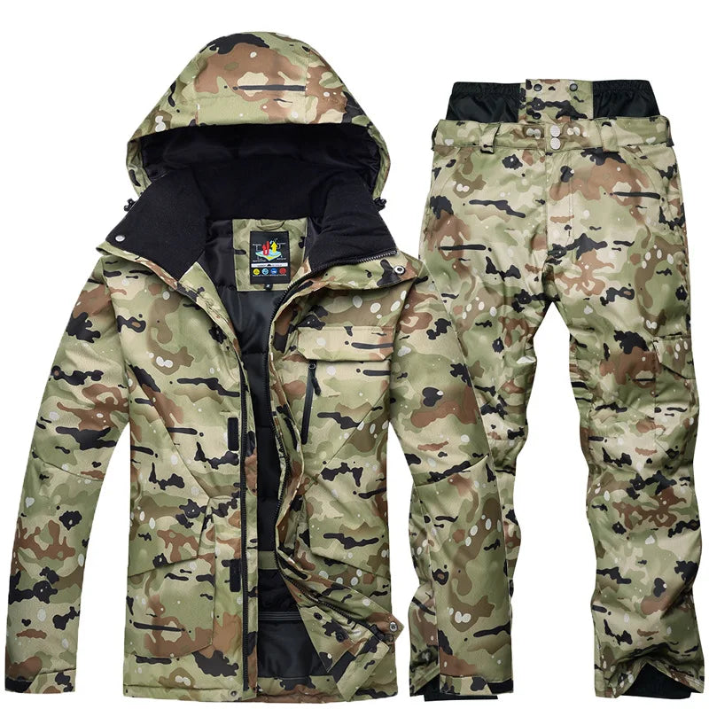 Neue Herren Camouflage Ski Anzug Wasserdicht Atmungsaktiv Snowboard Jacke Winter Schnee Hosen Anzüge Männlichen Skifahren und Snowboarden Sets