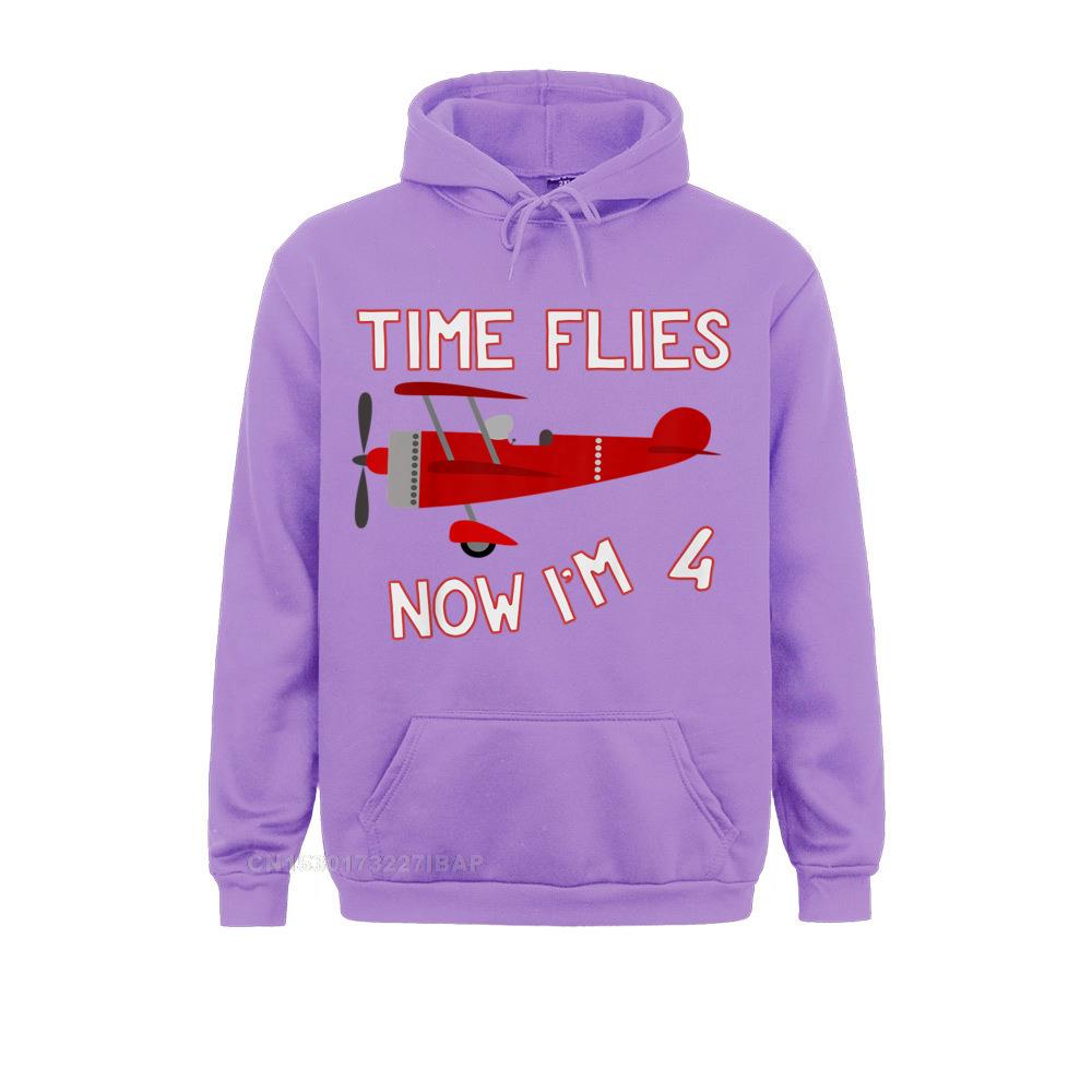 4th Birthday Airplane T Shirt Time Flies Now I&#39;m 4 New Gift Sweatshirts Men Hoodies Long Sleeve Thanksgiving Day Anime Clothes