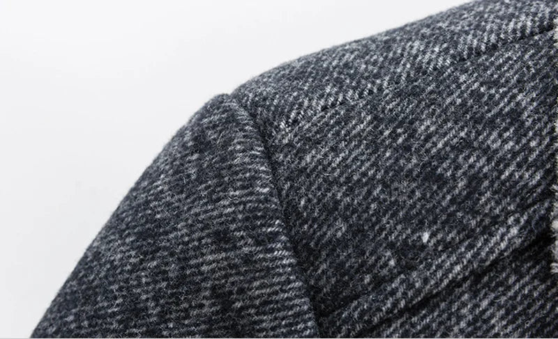 Men's Luxury Herringbone Tweed Wool Coat