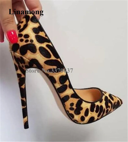 Frauen Klassische Stil Spitz Leopard Wildleder Leder Stiletto Pumps 8cm 10cm 12cm Große Größe Hohe fersen Formale Kleid Schuhe