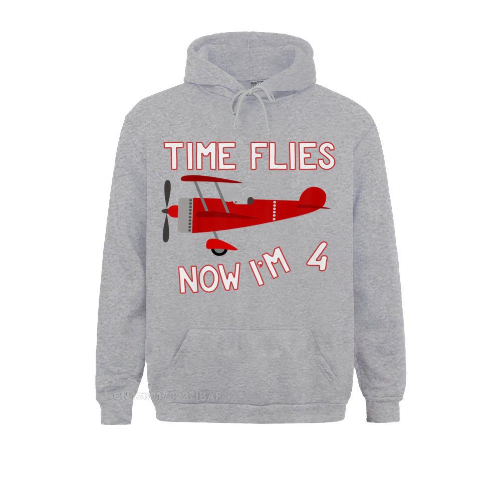 4th Birthday Airplane T Shirt Time Flies Now I&#39;m 4 New Gift Sweatshirts Men Hoodies Long Sleeve Thanksgiving Day Anime Clothes