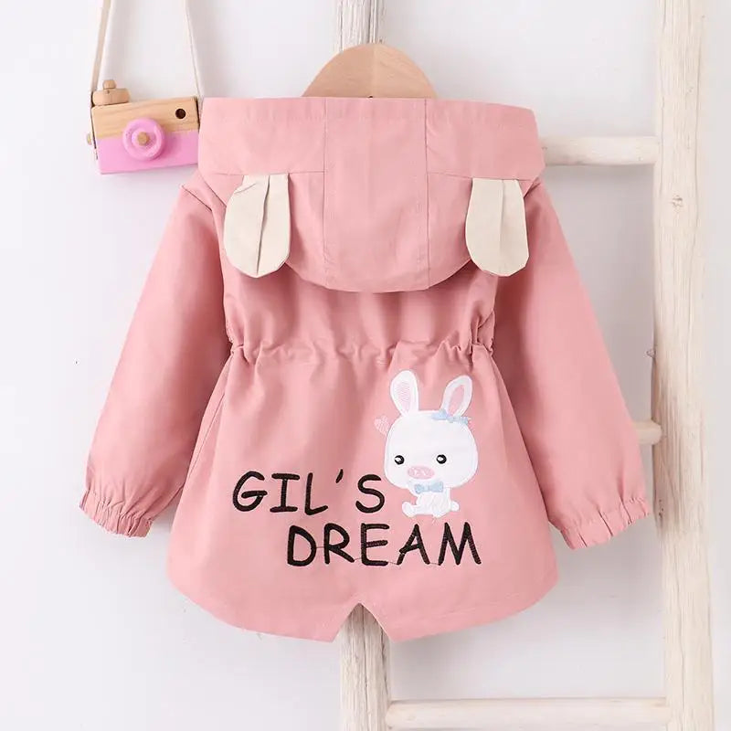 Herbst Beiläufige Lange Windjacke Mantel Für Mädchen Niedlichen Kaninchen Baby Jacke Mit Kapuze Kinder Oberbekleidung 1-7 Jahre Kleinkind mädchen Kleidung