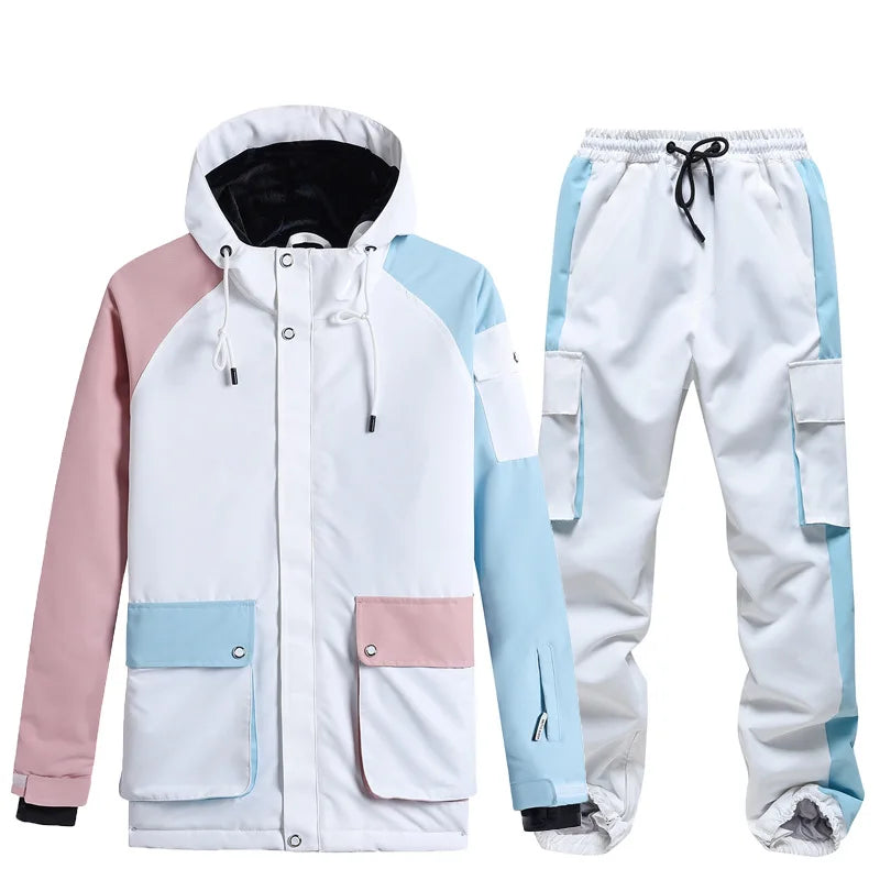 Neue Stil Farbe Passenden Snowboard Anzug Frauen Winter Winddicht Wasserdichte Warme Ski Jacke Hosen Anzug Schnee Overalls