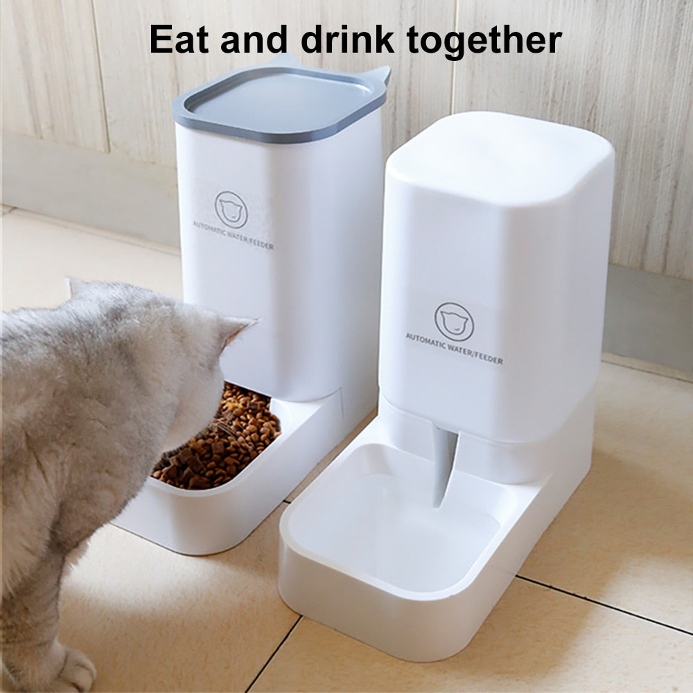 Large Capacity Cat Automatic Feeder And Drinker Dog Water Dispenser  Pet Puppy Waterer Food Bowl Container Auto Feeders For Cats