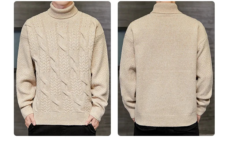 Herren Rollkragen Pullover Mode Herbst Winter Feste Beiläufige Gestrickte Pullover Männer Pullover Männer Rollkragen Geometrische Stricken Pullover