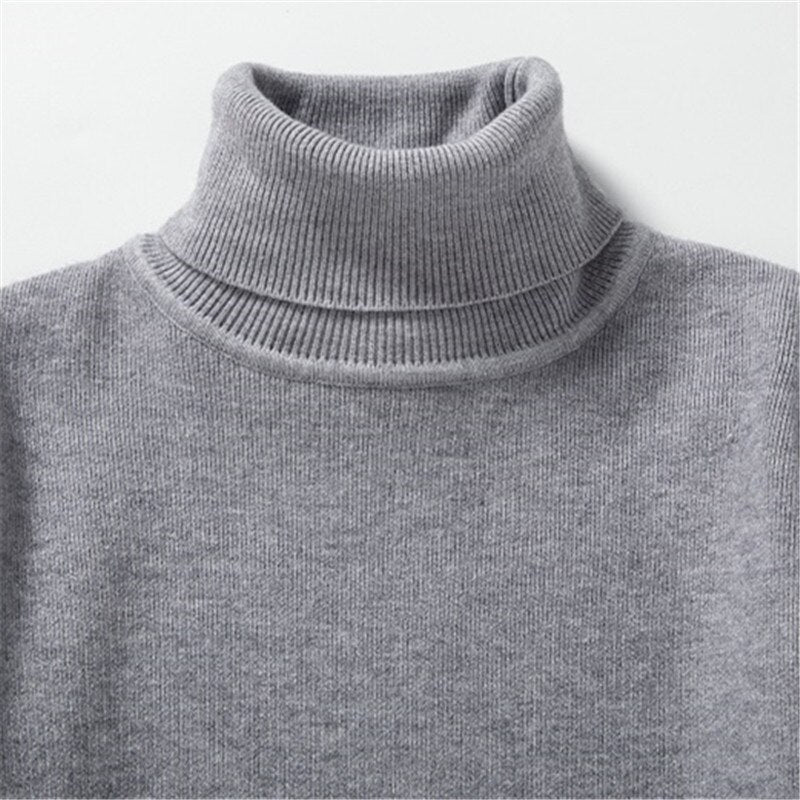 Mens Sweater Turtleneck Pullovers Korean Fashion Computer Knitted Sweater Men Black White Turtleneck Sweater Men Solid Pullovers