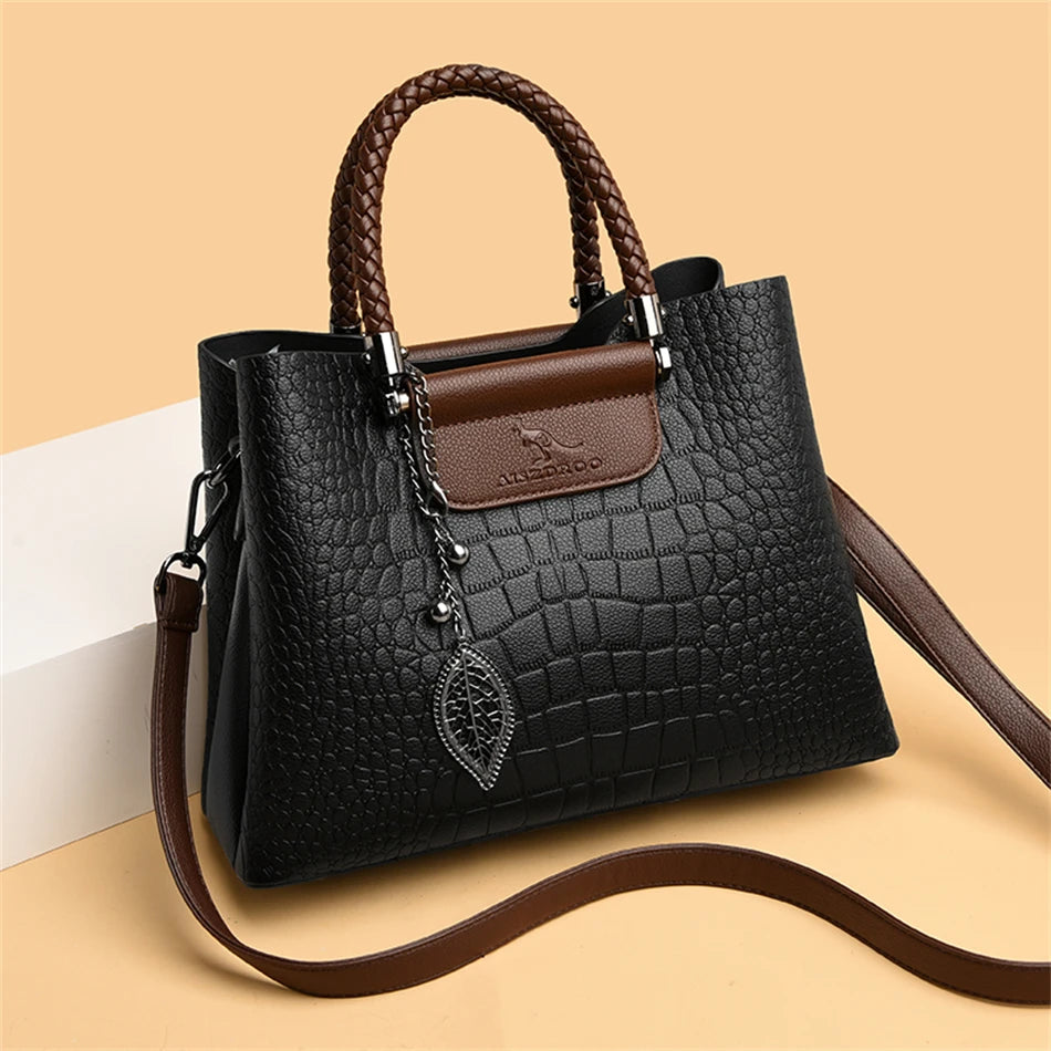 Echte Marke Leder 3 Schichten Alligator Umhängetasche für Frauen Weibliche Schulter Messenger Sac Luxus Designer Damen Handtaschen