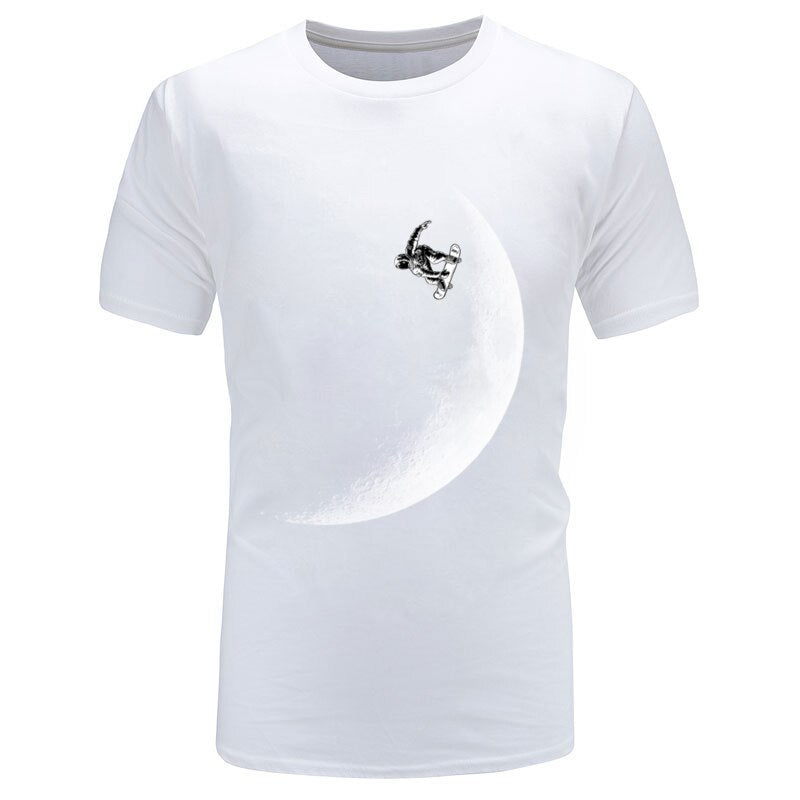 Windsurf Skateboarder Elon Musk Tshirt Moon Mars CCCP Russia Normal T Shirt O-Neck Loose Casual Father Tee Shirt Customized Man