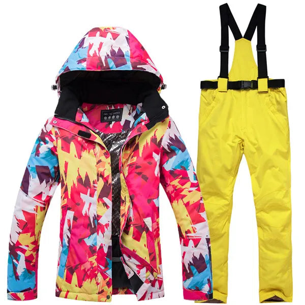 Neue Dicke Warme Ski Anzug Frauen Wasserdicht Winddicht Skifahren und Snowboarden Jacke Hosen Set Weiblichen Schnee Kostüme Outdoor Tragen