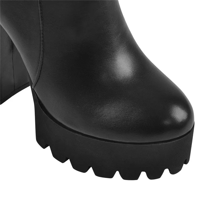 Matte Schwarz Plattform Ankle Stiefel