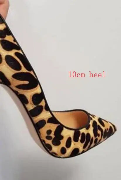 Frauen Klassische Stil Spitz Leopard Wildleder Leder Stiletto Pumps 8cm 10cm 12cm Große Größe Hohe fersen Formale Kleid Schuhe