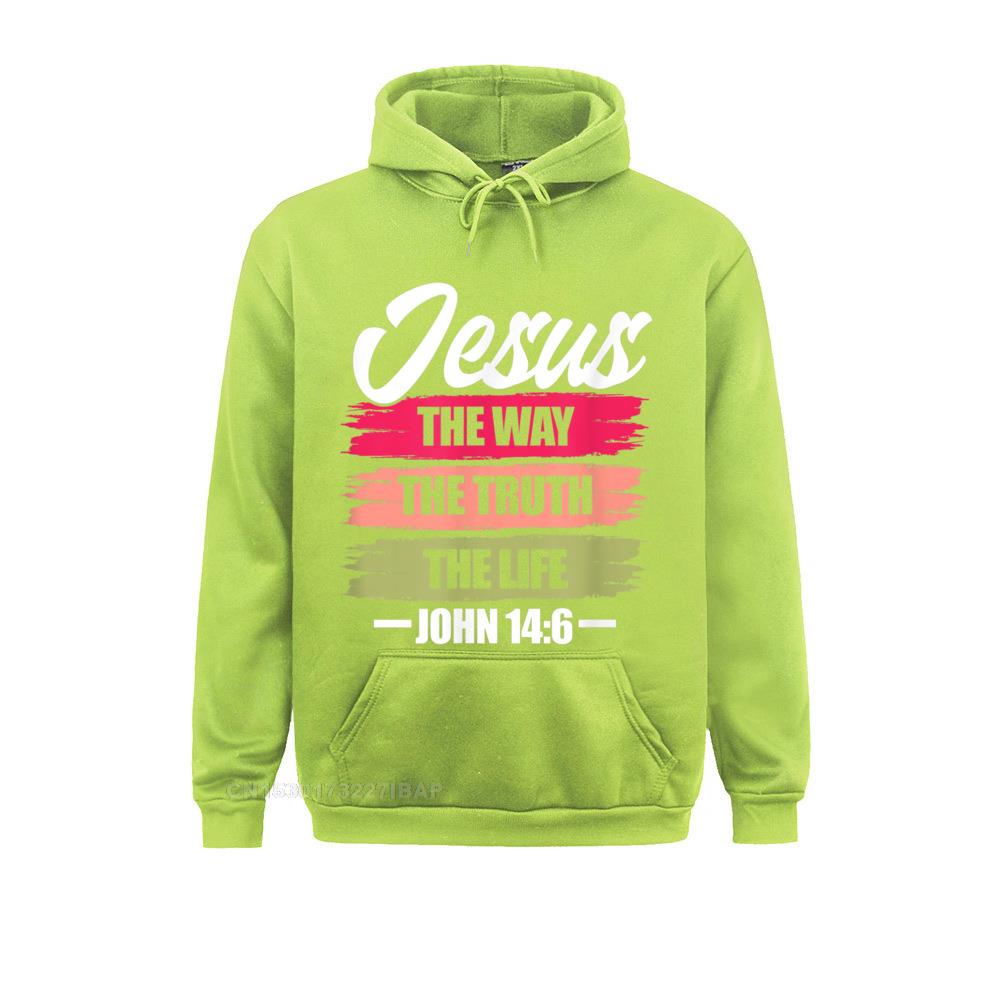 Jesus The Way Truth Life John Christian Bible Verse Hooded Pullover Sweatshirts For Men Printed On Hoodies Plain Clothes Unique