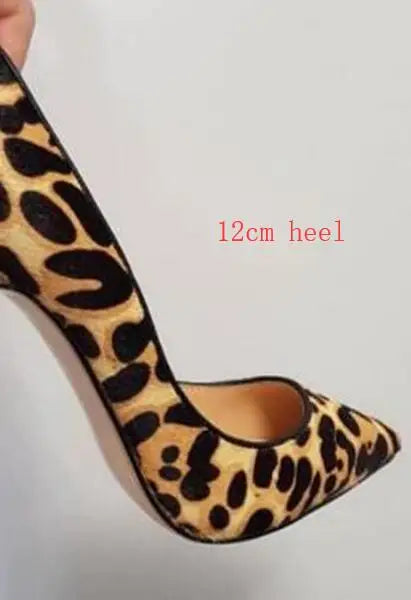 Frauen Klassische Stil Spitz Leopard Wildleder Leder Stiletto Pumps 8cm 10cm 12cm Große Größe Hohe fersen Formale Kleid Schuhe