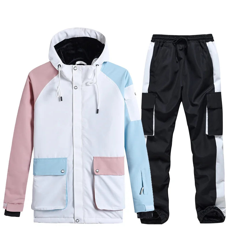 Neue Stil Farbe Passenden Snowboard Anzug Frauen Winter Winddicht Wasserdichte Warme Ski Jacke Hosen Anzug Schnee Overalls