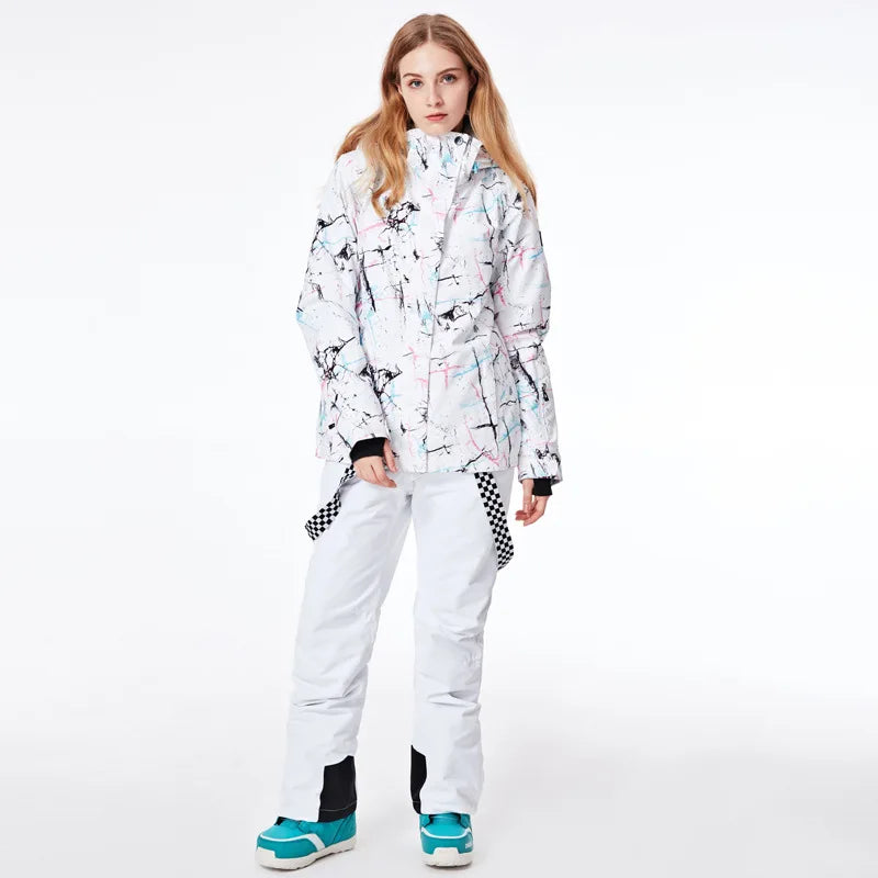 Neue Winter Warme Ski Anzug Frauen Skifahren Jacke und Hosen Snowboarden Satz Weibliche Wasserdichte Schnee Kostüme Outdoor Wandern Tragen