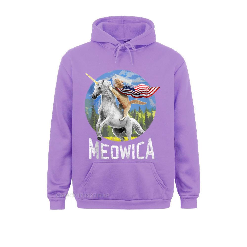 Meowica Cat Unicorn 4th Of July Patriotic American Flag Hoodie Men Long Sleeve Sweatshirts Normcore Hoodies Hip Hop Party Hoods