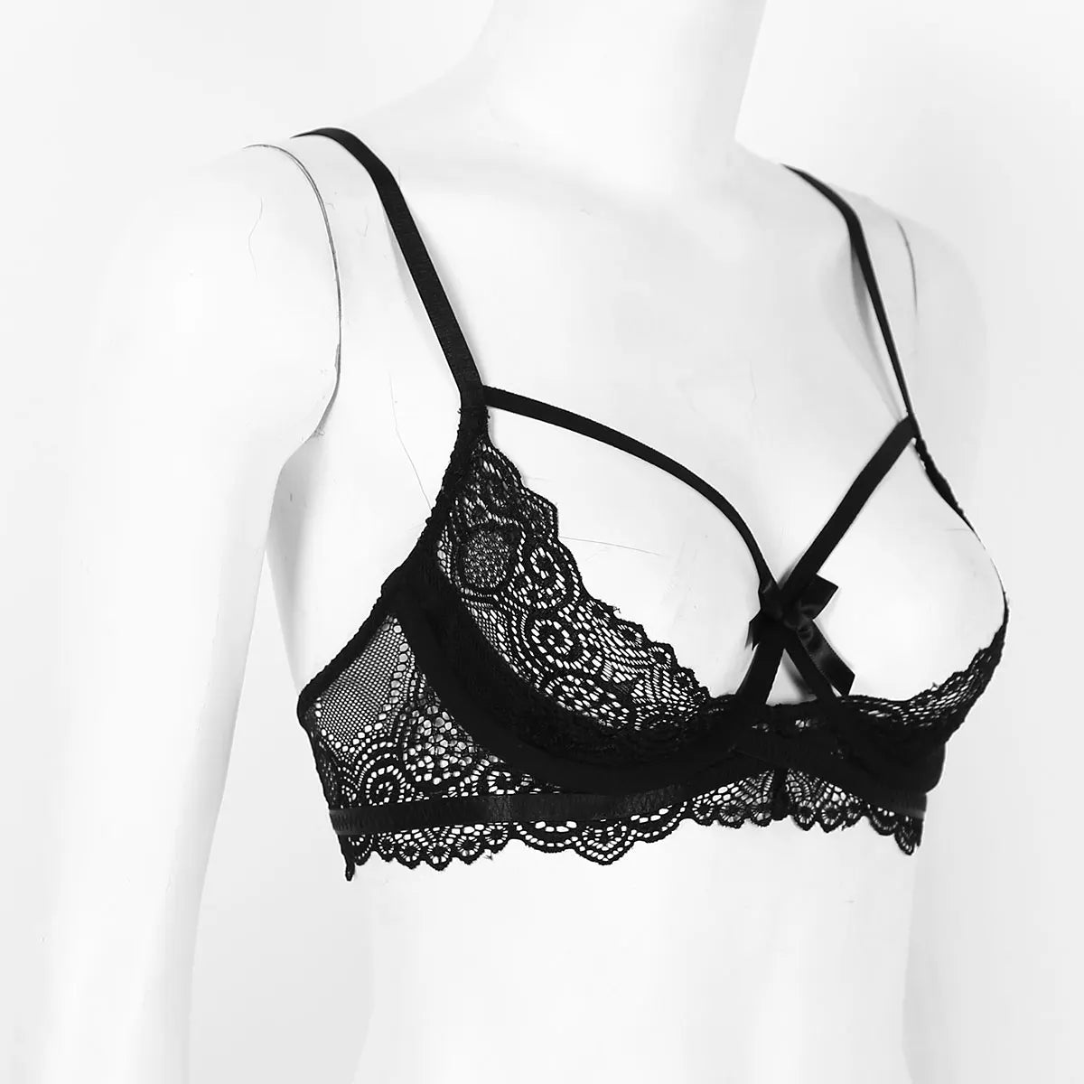 Damen sexy Blumen Spitze Viertel Tasse Push-up Bügel BH Tops aushöhlen Brust Bra lette Dessous Büstenhalter Unterwäsche