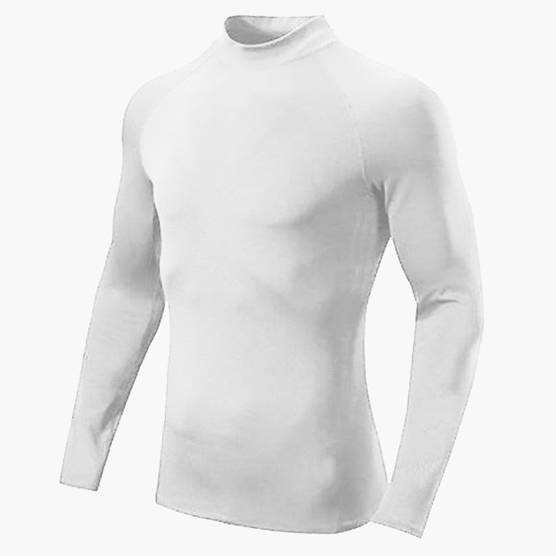 Mens Compression Shirt Running Long Sleeve T-shirt Hight Collar Sportswear Quick Dry Elasticity Tight Bodybuilding Gym Clothing