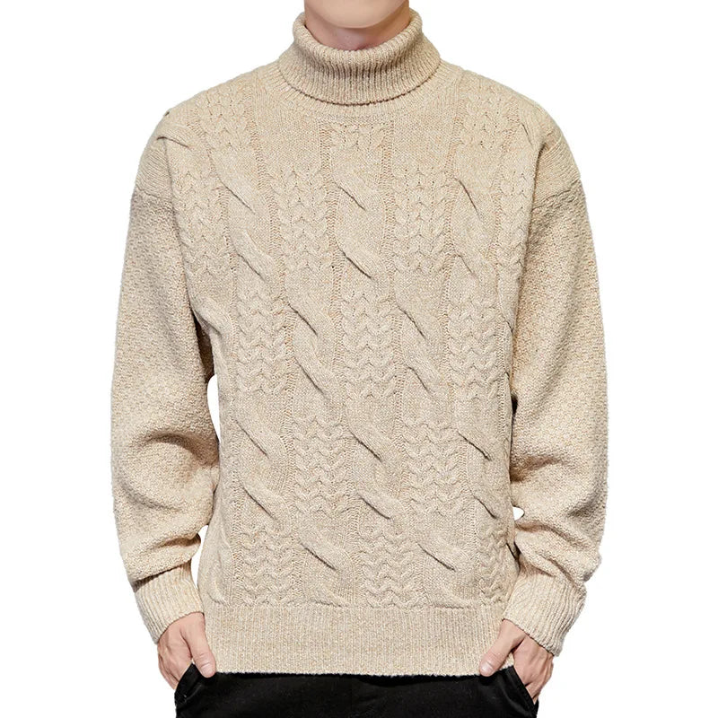 Herren Rollkragen Pullover Mode Herbst Winter Feste Beiläufige Gestrickte Pullover Männer Pullover Männer Rollkragen Geometrische Stricken Pullover