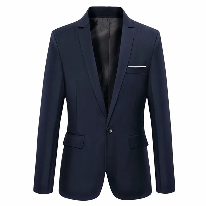 Blaue Männer Blazer Arbeits büro Männer Smoking für formelle Anlässe Taschen Mantel Blazer männliche benutzer definierte Männer Business schlanke Blazer