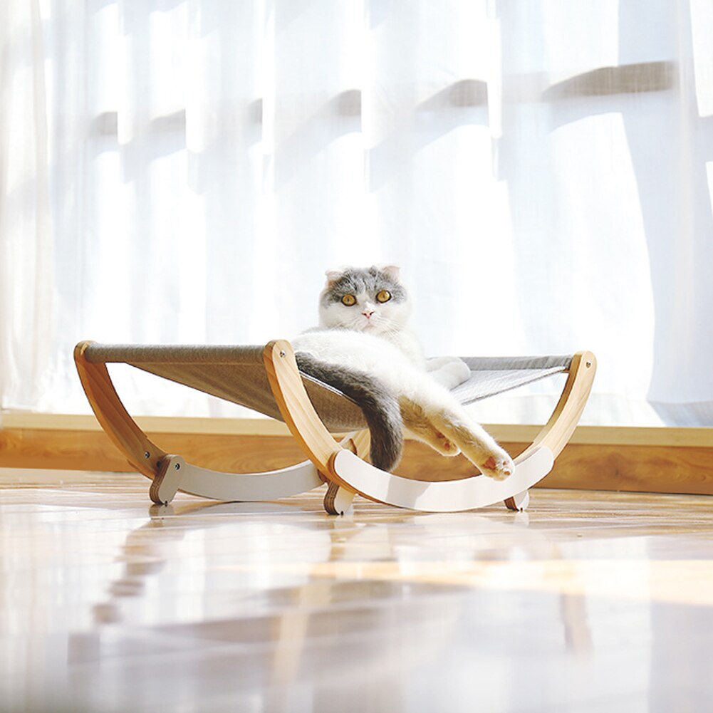 Comfortable Sunny Cat Hammock Removable Bed Lounger Solid Wood Durable Strong Wood Frame Bed Small Dogs Sofa Mat Pet Cat Bed For