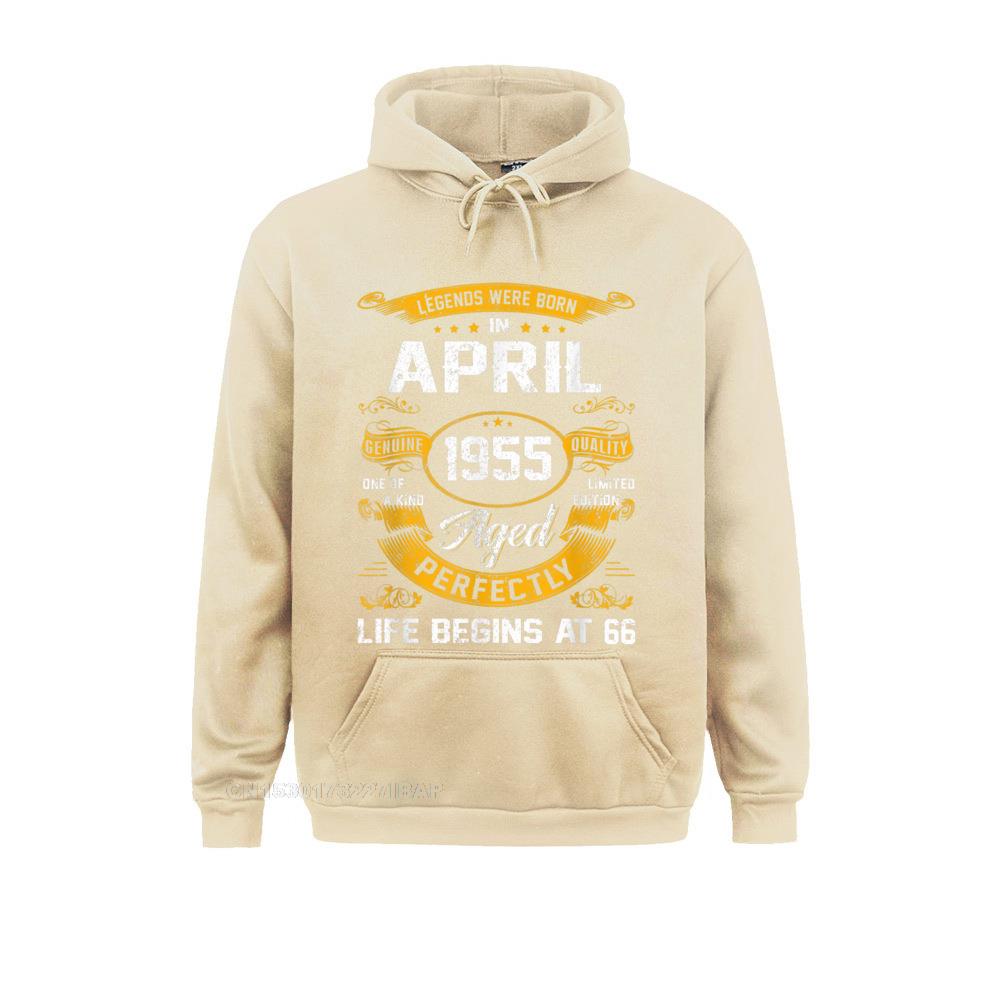 Legends Were Born In April 1955 66th Birthday Hooded Pullover Sweatshirts For Men Long Sleeve Outdoor Hoodies Newest Hoods Party