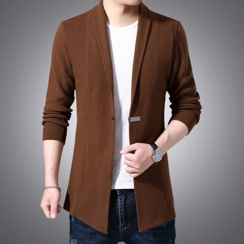 Cardigan Mens Sweaters Spring Autumn Men Casual Cardigan Jacket Man Solid Color Long Sweater Windbreaker Single Button Coats