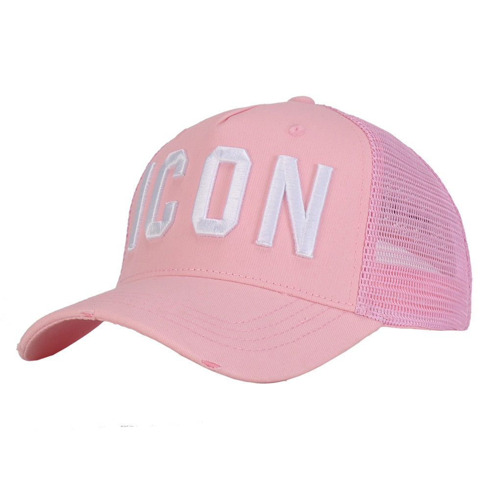 DSQ2 hat Summer Mesh Baseball Cap for Men Women Pink Embroidery ICON Letters Dad Hat Hip Hop Trucker Cap Hombre Gorras Casquette
