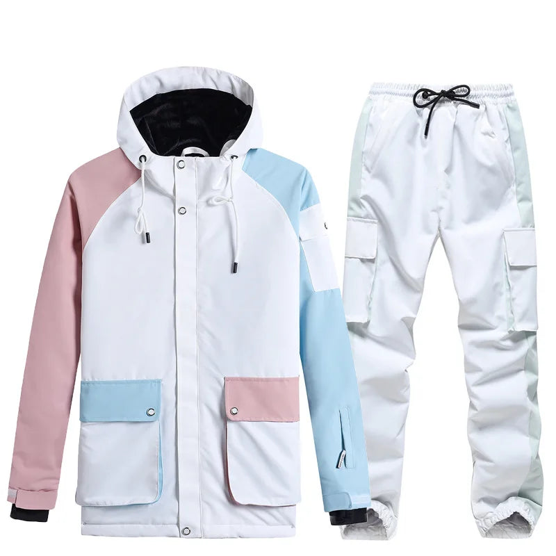 Neue Stil Farbe Passenden Snowboard Anzug Frauen Winter Winddicht Wasserdichte Warme Ski Jacke Hosen Anzug Schnee Overalls