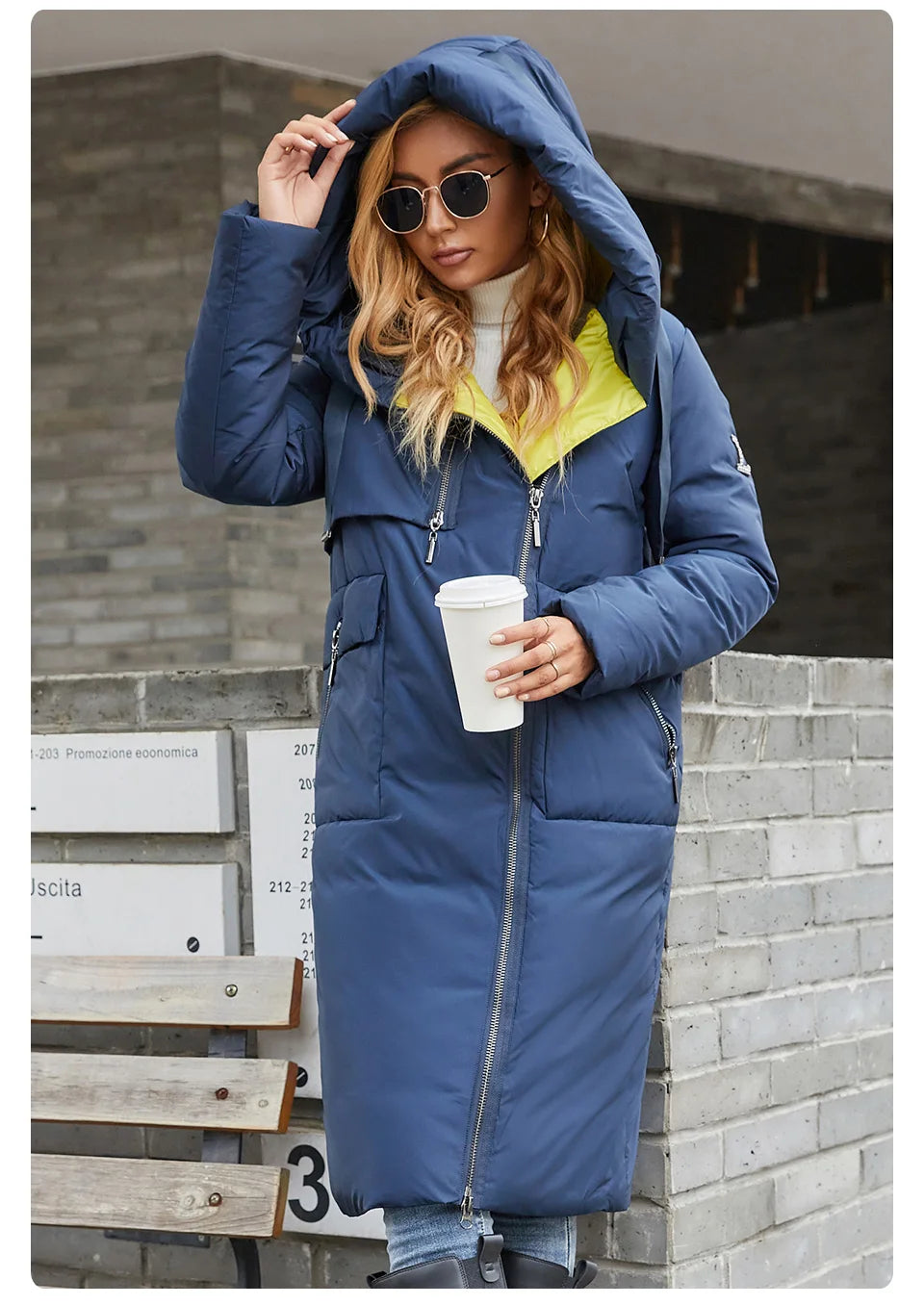 GASMAN 2022 Neue frauen unten jacke Marke mode Lange Frauen winter parka Kontrast mit kapuze oberbekleidung tasche stepp mäntel 21339