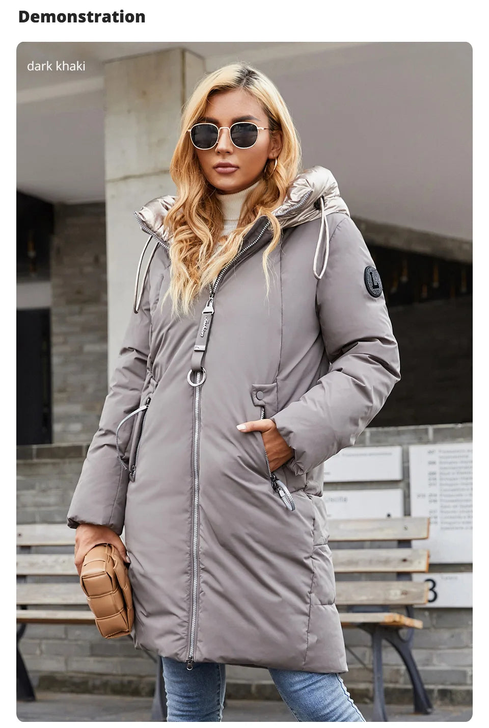 GASMAN 2022 frauen winter jacke Mid-länge warme Mode Mantel frauen zipper Mit Kapuze Kontras marke unten jacke weibliche 21113