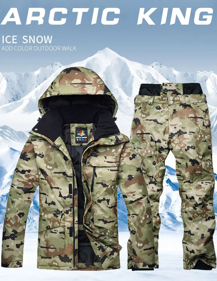 Neue Herren Camouflage Ski Anzug Wasserdicht Atmungsaktiv Snowboard Jacke Winter Schnee Hosen Anzüge Männlichen Skifahren und Snowboarden Sets