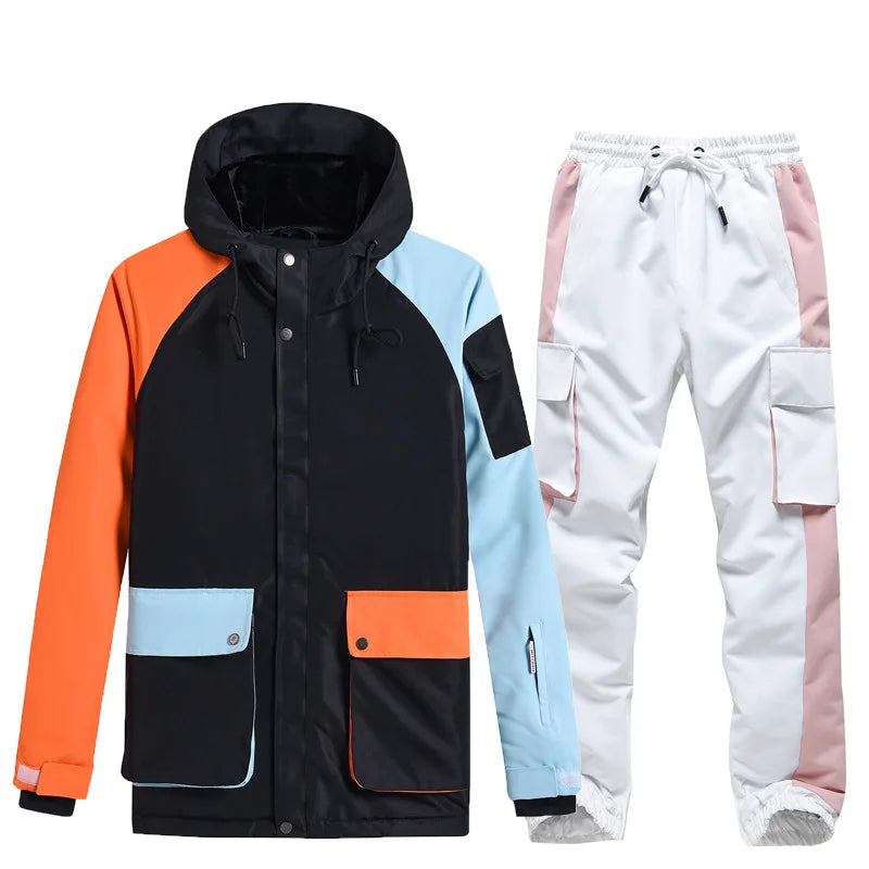 Neue Stil Farbe Passenden Snowboard Anzug Frauen Winter Winddicht Wasserdichte Warme Ski Jacke Hosen Anzug Schnee Overalls