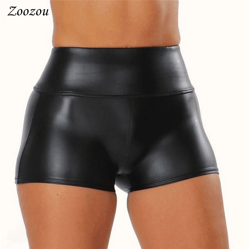 Women High Waist PU Leather Shorts 3xl 4xl 5xl Sexy Black Skinny Push Up Faux Leather Shorts Lady Plus Size Summer Short Pants