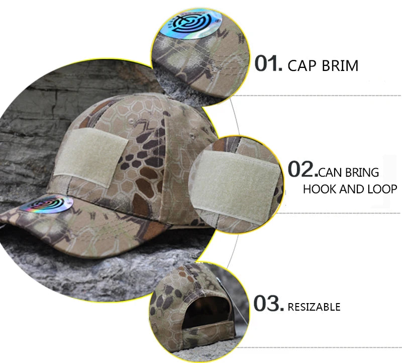 HAN WILD Outdoor Camouflage Adjustable Cap Mesh Tactical Military Army Airsoft Fishing Hunting Hiking Basketball Snapback Hat